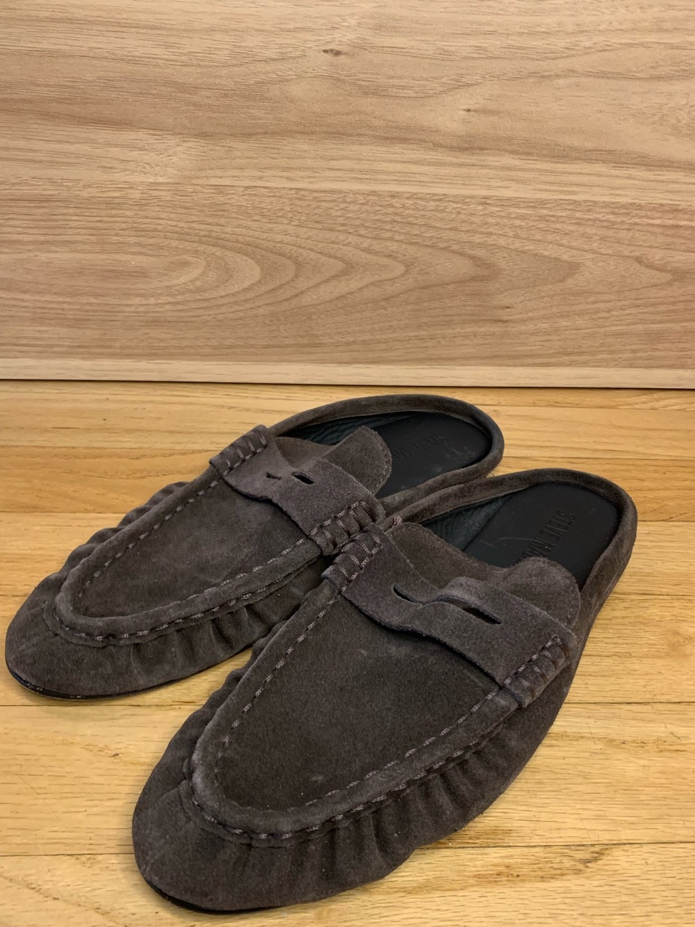 Steve Madden Rafe Suede Brown Penny Loafer Mules - Size 7